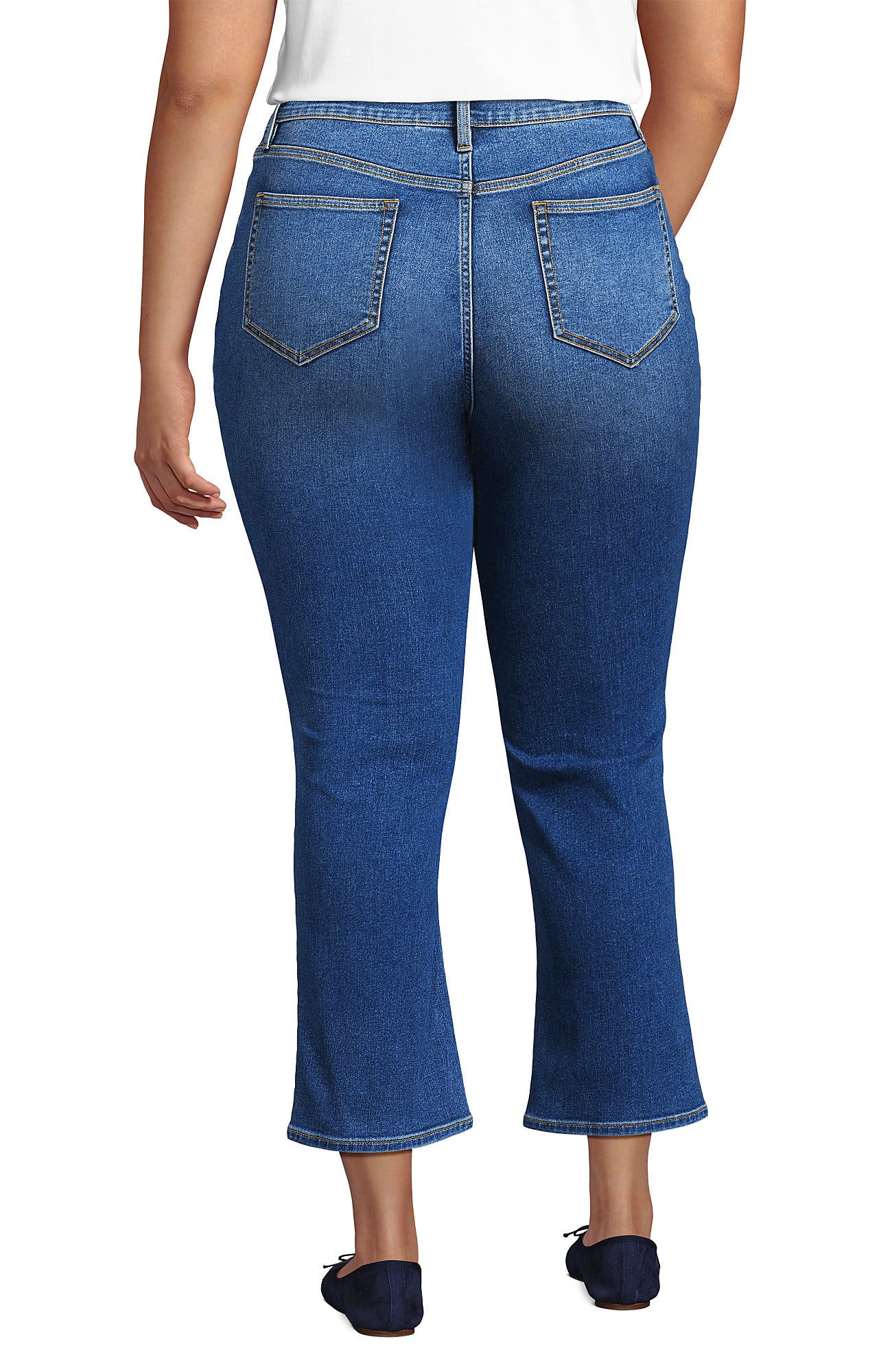 High Rise Denim Button Front Kick Flare Crop Jeans - image 2