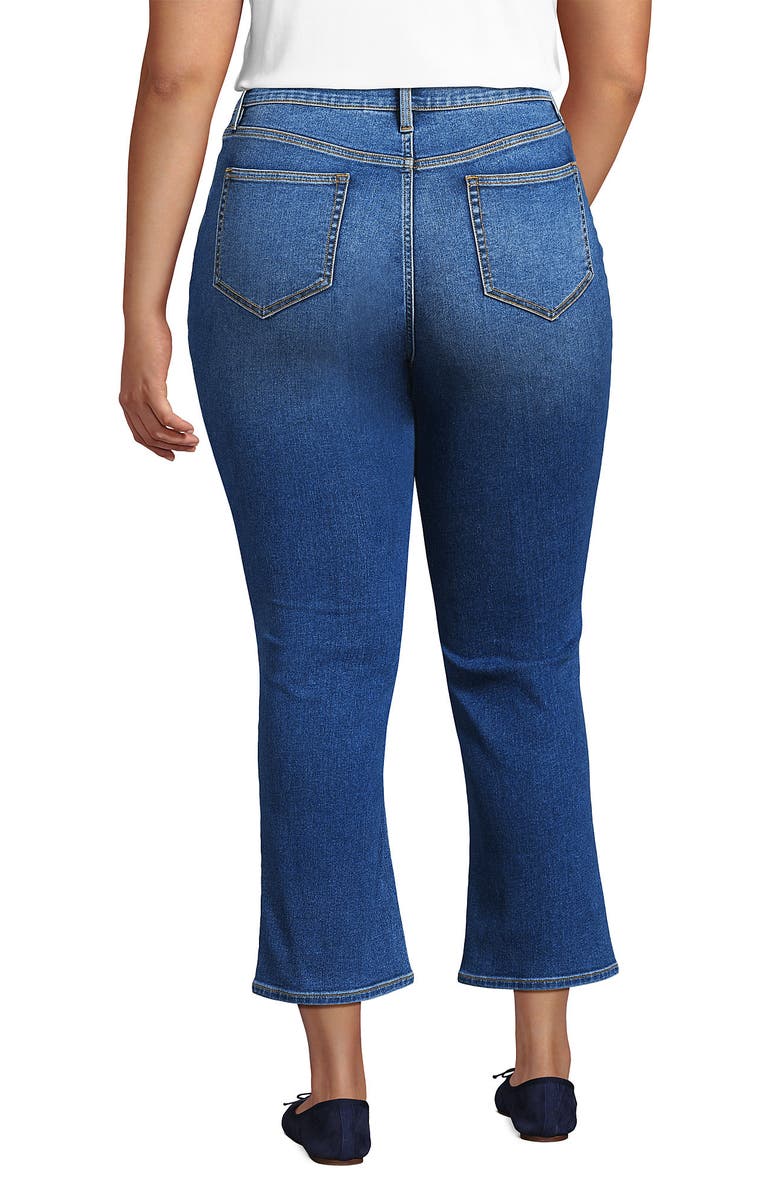 Lands' End High Rise Denim Button Front Kick Flare Crop Jeans, Alternate, color, Indigo Tide Blue