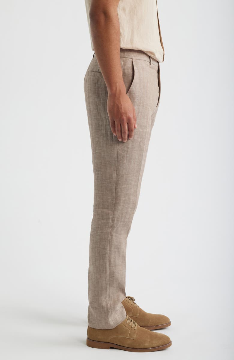 Bugatchi Linen Herringbone Chinos, Alternate, color, Tobacco