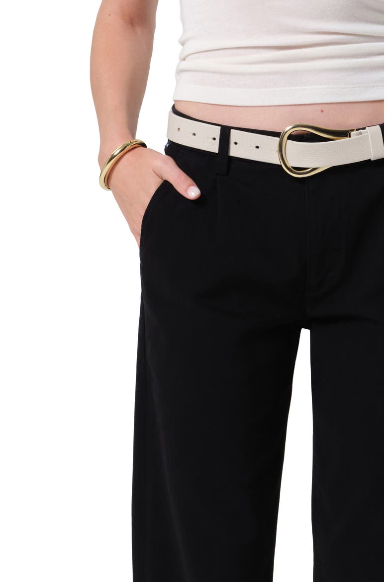 Mallory High Waist Relaxed Straight Leg Twill Pants, Alternate, color, BLACK