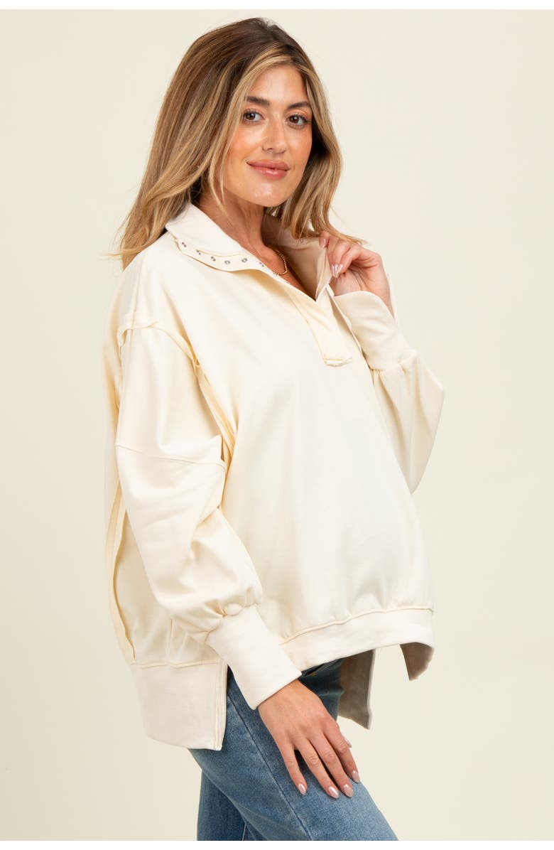 PinkBlush Snap Button Pullover Henley Sweatshirt, Alternate, color,