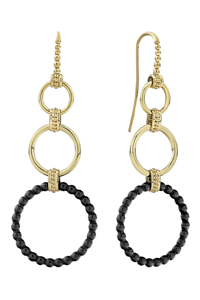Meridian Three 18K Gold and Ceramic Circle Drop Earrings, Main, color, GOLD/ BLACK CERAMIC