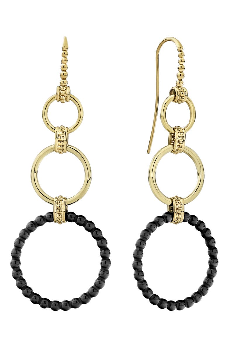 LAGOS Meridian Three 18K Gold and Ceramic Circle Drop Earrings, Main, color, 