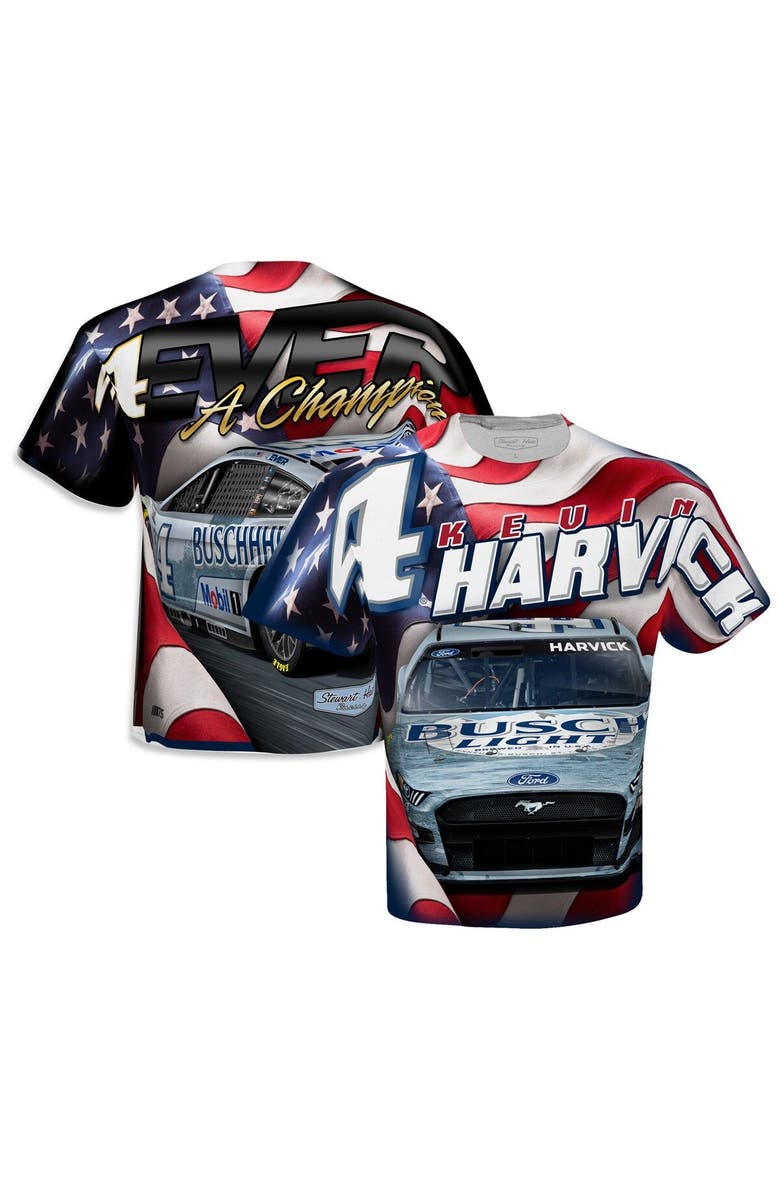 STEWART-HAAS RACING Men's Stewart-Haas Racing Team Collection White Kevin Harvick Sublimated Patriotic T-Shirt, Alternate, color, White