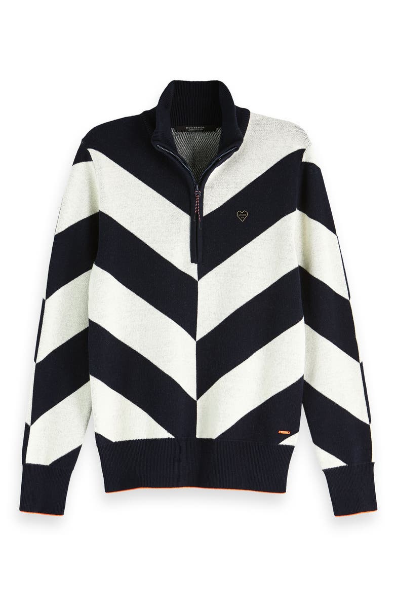 Scotch & Soda Stripe Half-Zip Pullover, Alternate, color, 