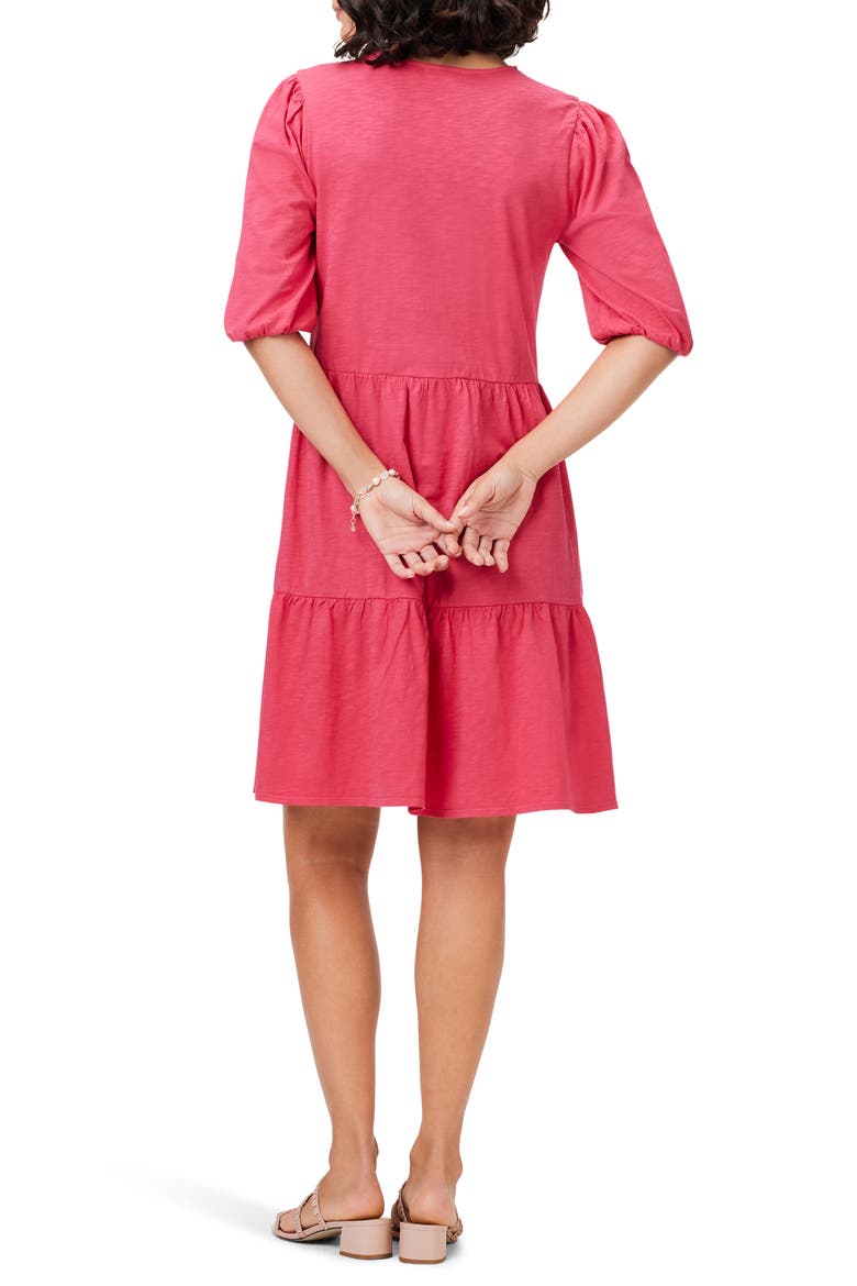 Elbow Sleeve Tiered Dress, Alternate, color, BRIGHT ROSE