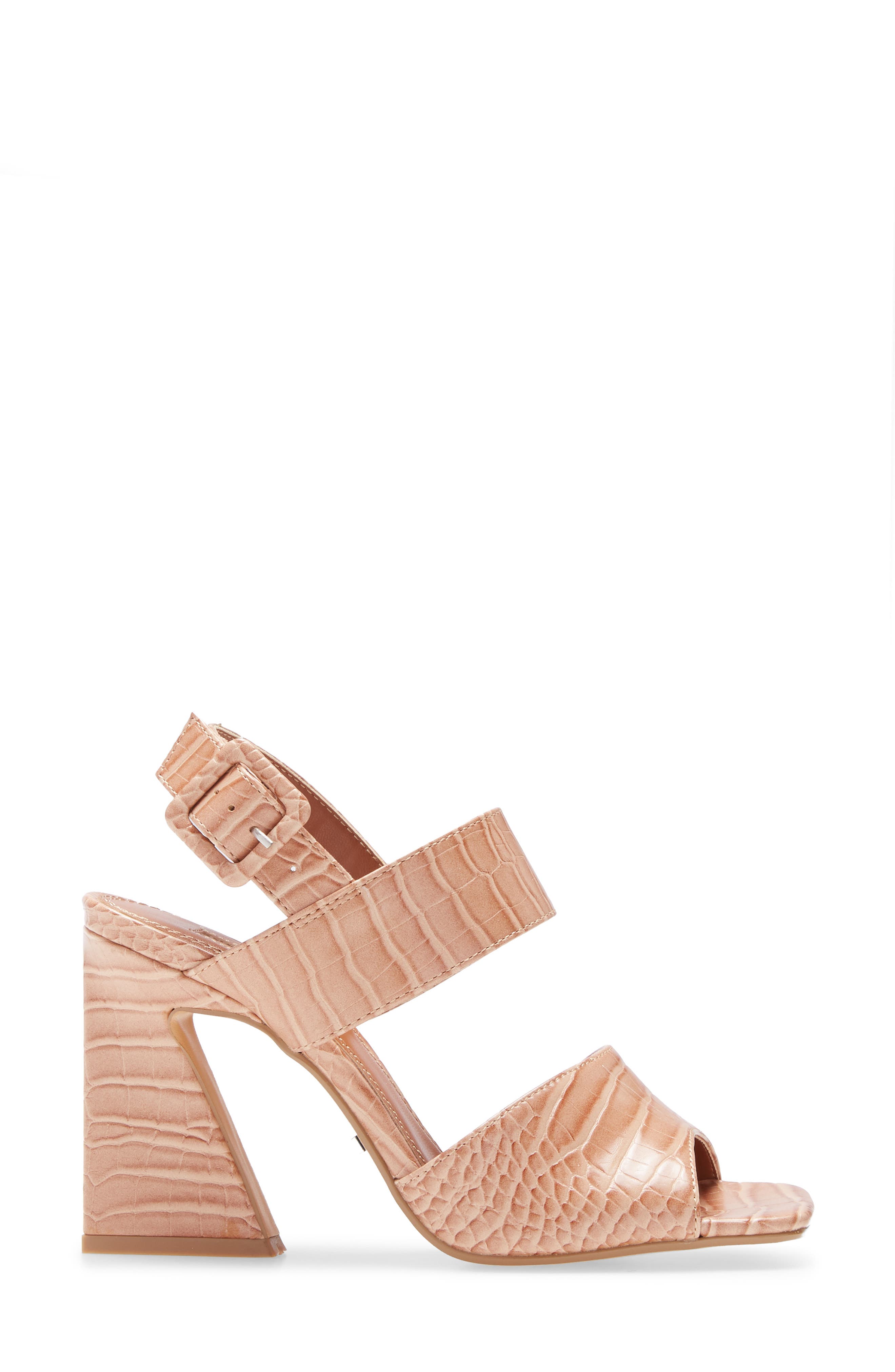 Topshop Natasha Crocodile Embossed Flare Heel Sandal, Alternate, color, 