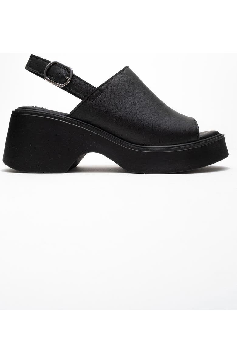 Forever & Always Shoes Power Leather Platform Wedge Sandals, Alternate, color, Black