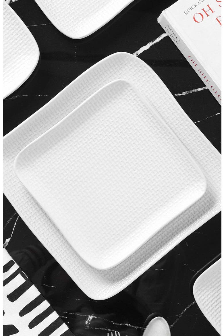 Olivia Stoneware 4-Piece Dinner Plate Set, Alternate, color, White