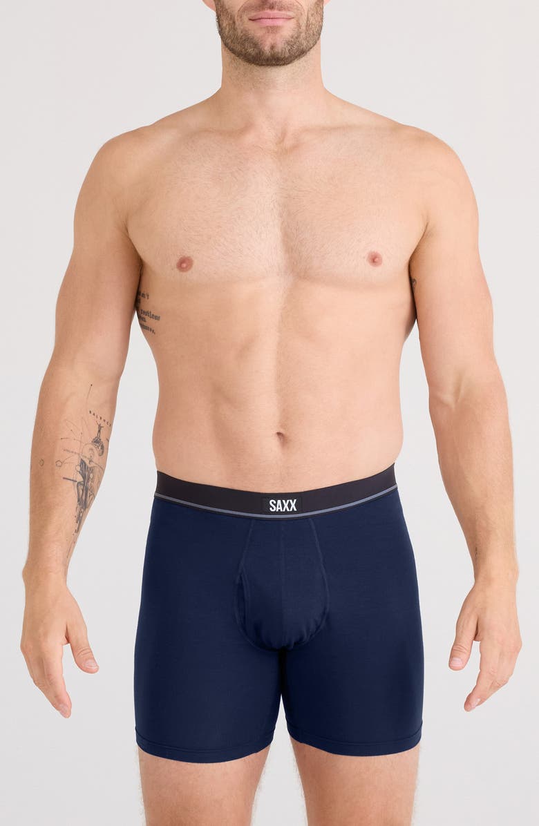 SAXX Essential Assorted 3-Pack Cotton Blend Boxer Briefs, Alternate, color, Black/ Turbulence/ Maritime