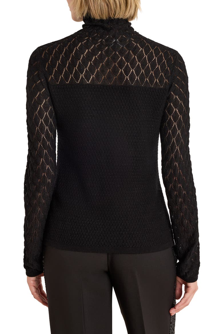 Knit Lace Funnel Neck Sweater, Alternate, color, BLACK ONYX
