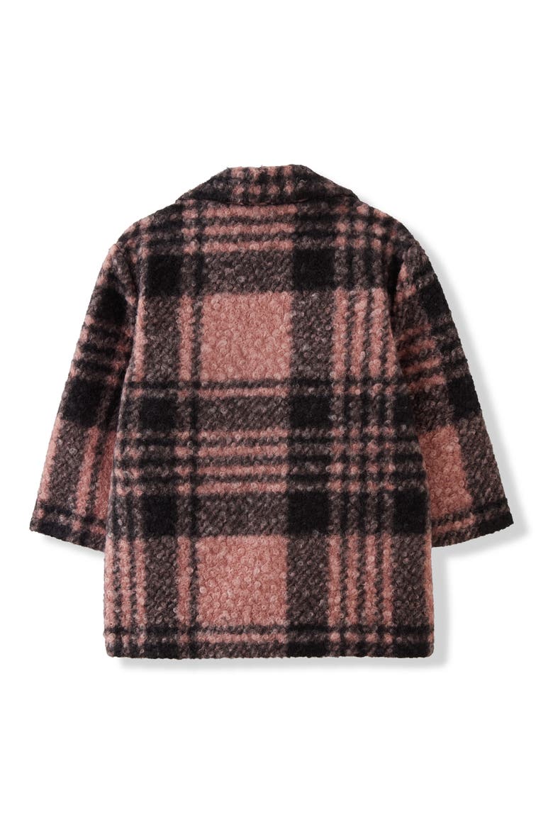 Kids' Nicole Oversized Plaid Coat, Alternate, color, PINK/ BLK