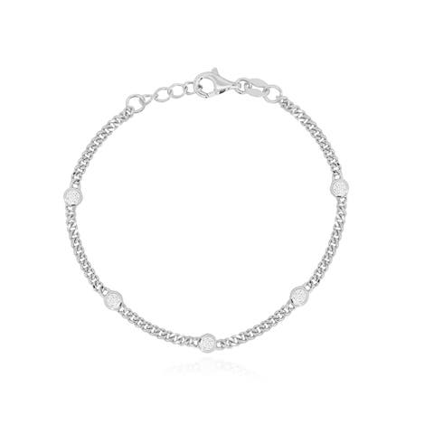 CZ Station Curb Chain Bracelet