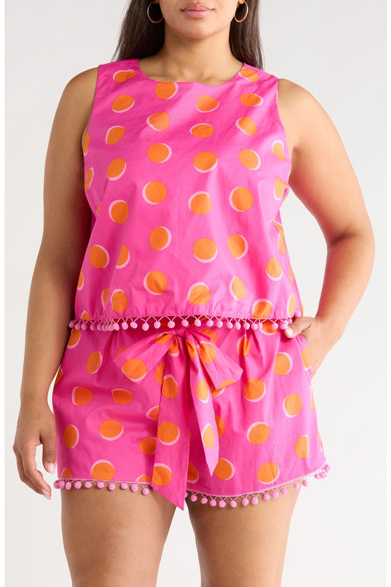 Rosy Dot Pom Sleeveless Top, Main, color, FUCHSIA
