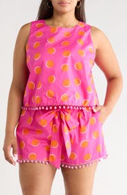 SUGARLIPS Rosy Dot Pom Sleeveless Top