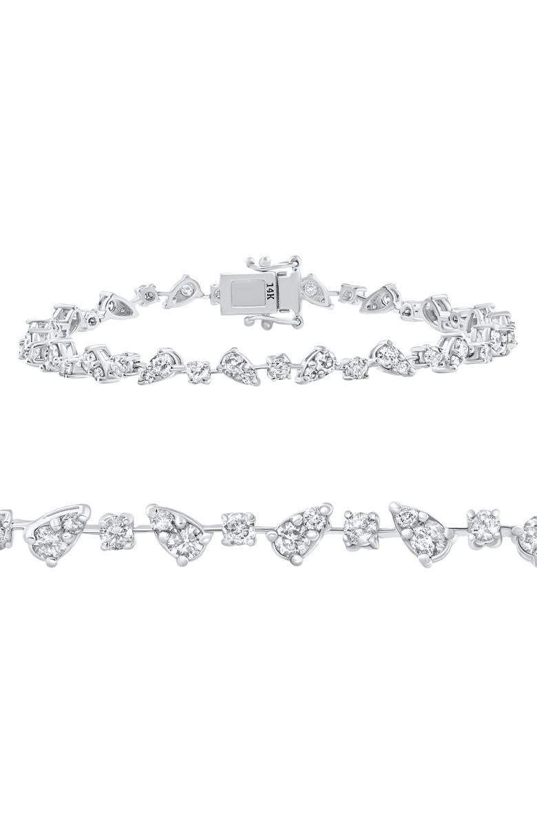 Bliss Diamond 3.43Ct 14k Gold Natural Real Diamond Pear Frame Tennis Bracelet 7" Women's, Main, color, 