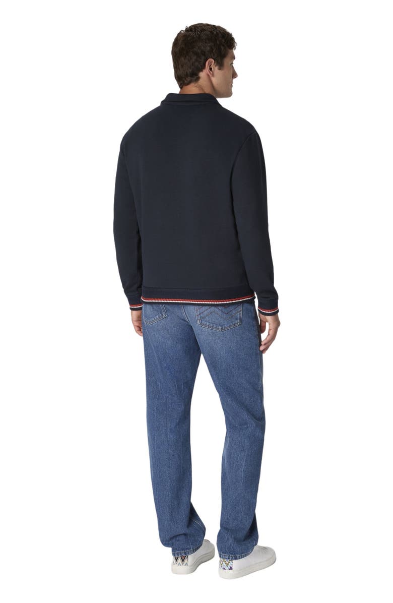 Missoni Zip-up High-neck Sweatshirt With Knit Embroidery And Logo, Alternate, color, Blue