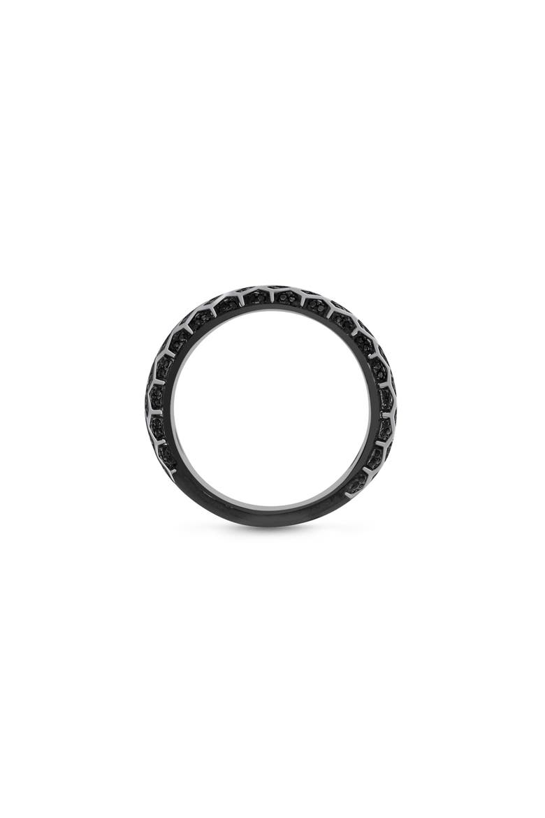 Fast Track Tire Tread Sterling Silver & Black Diamond Ring, Alternate, color, Dark Grey