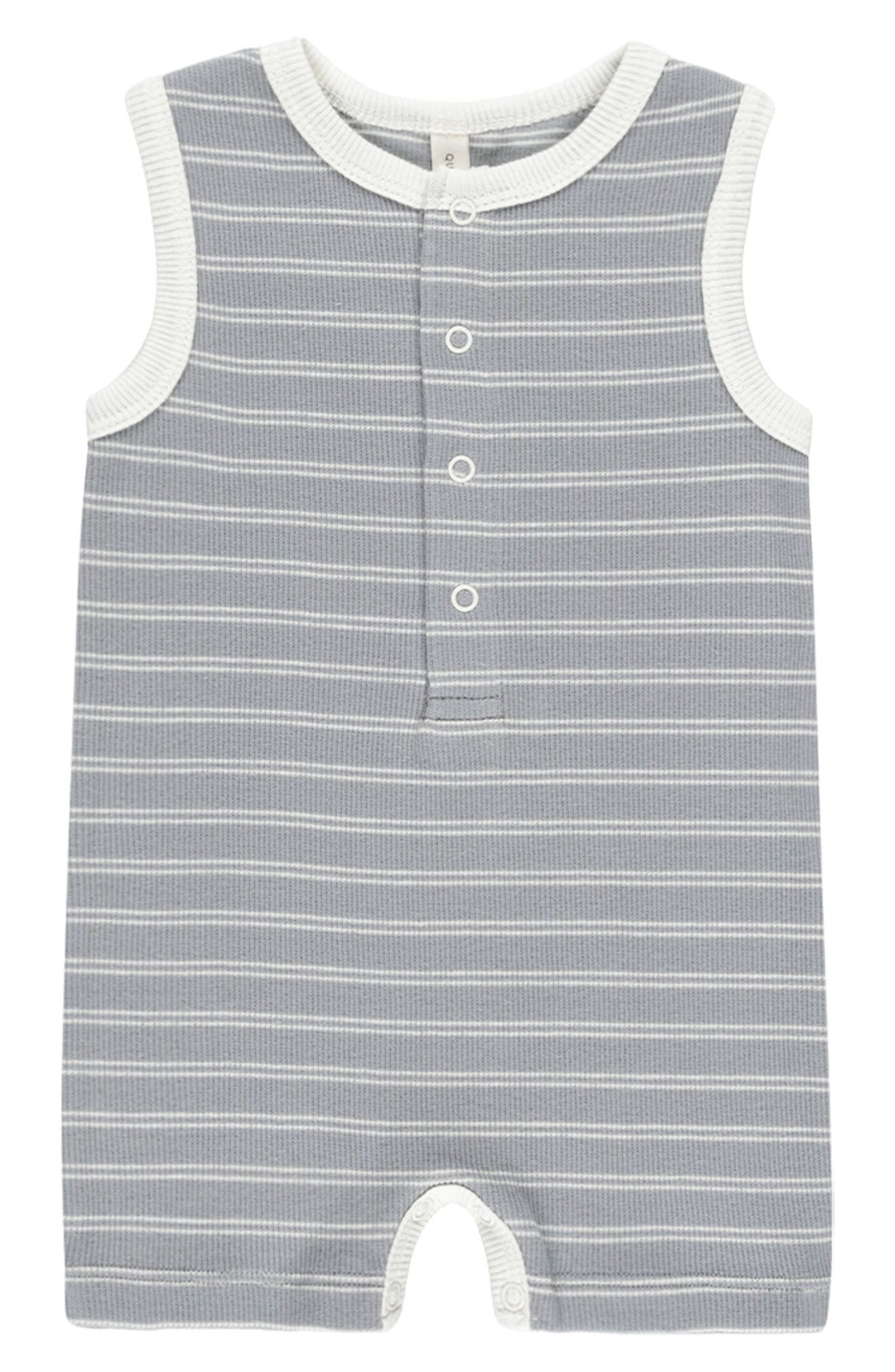 QUINCY MAE Cotton Rib Henley Tank Romper