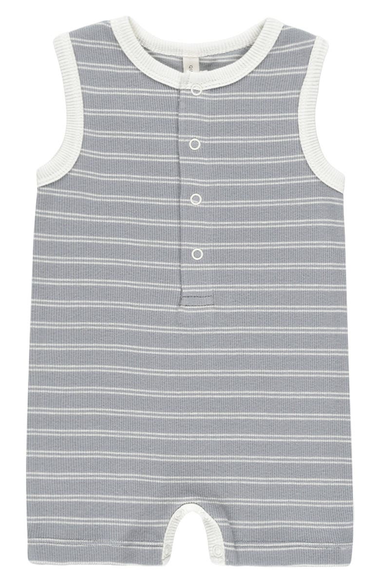 QUINCY MAE Cotton Rib Henley Tank Romper, Main, color, Blue