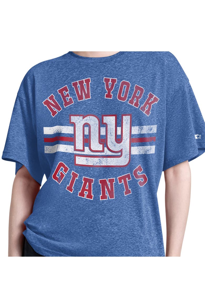 Women's Starter  Royal New York Giants Jump Shot Boyfriend Tri-Blend T-Shirt, Alternate, color, Royal