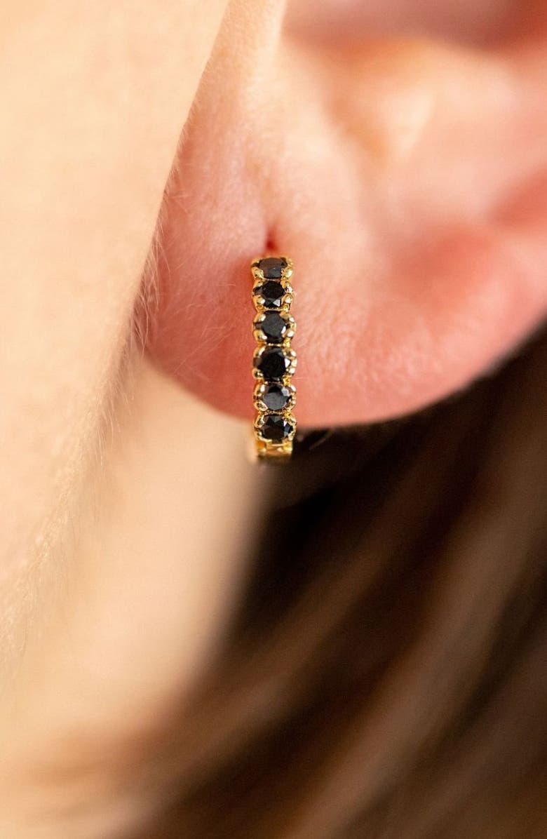 Sethi Couture Black Diamond Huggie Hoop Earrings, Alternate, color,