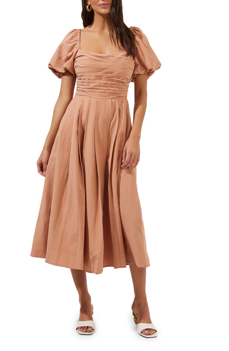 ASTR the Label Pleated Bodice Bubble Sleeve Dress, Main, color,