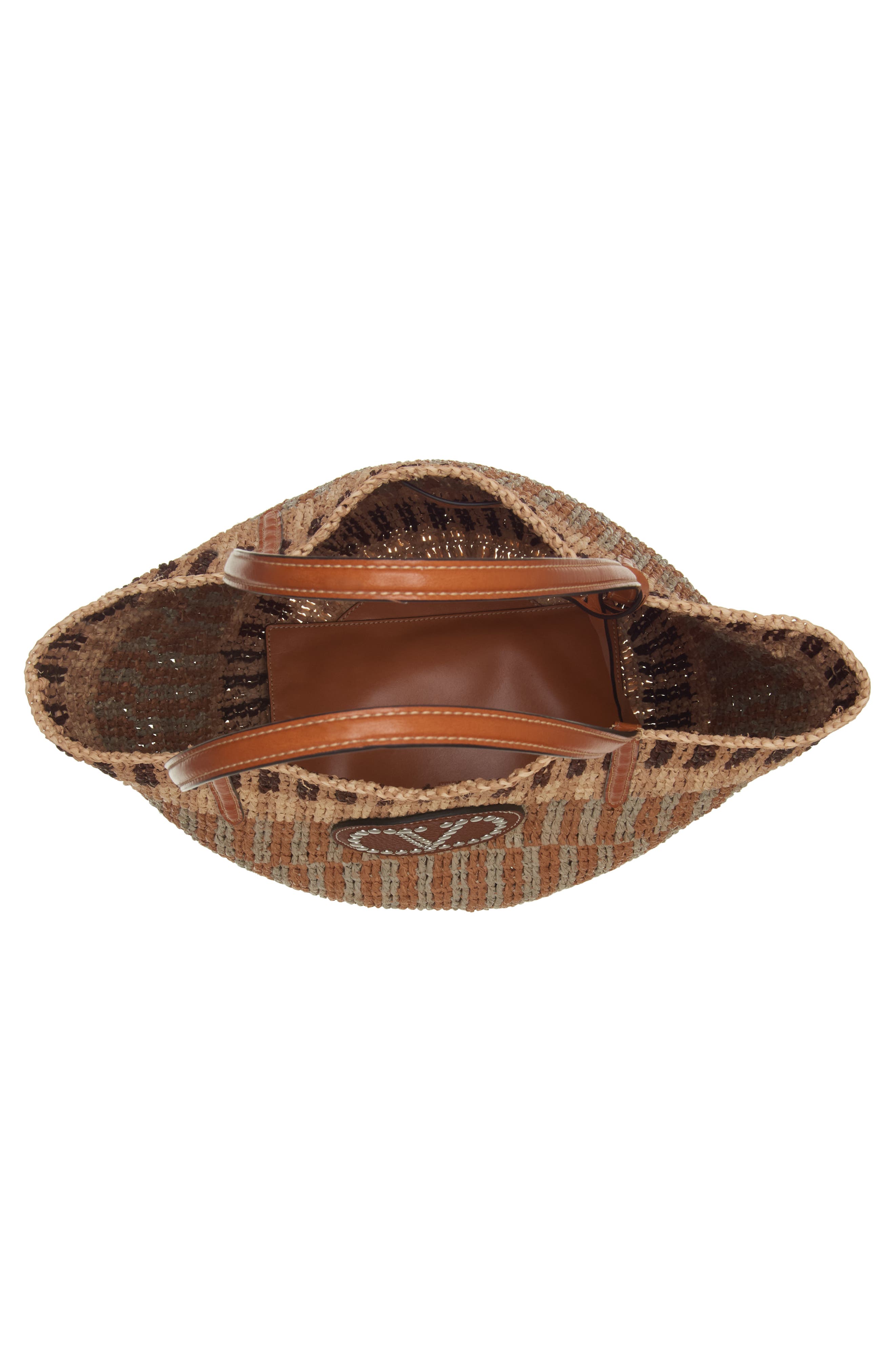 Valentino Garavani VLOGO Crochet Raffia Basket Tote, Alternate, color, 