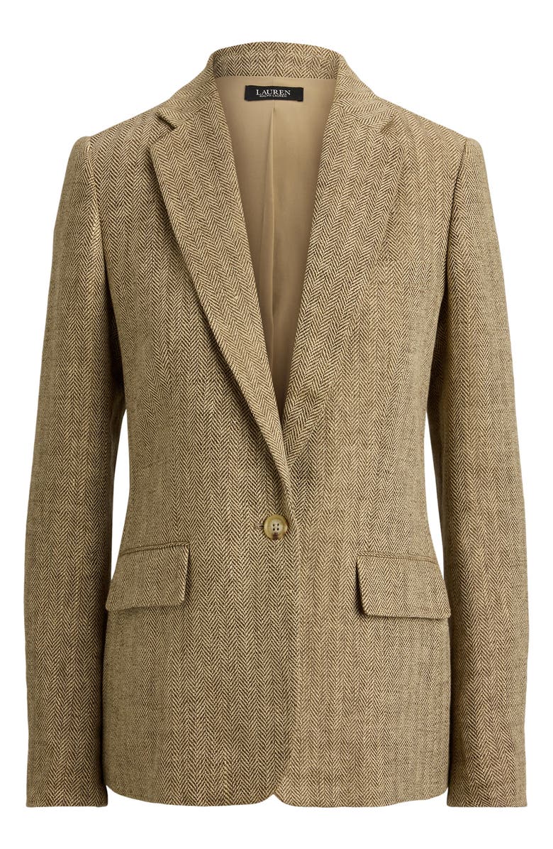 Lauren Ralph Lauren Linen Herringbone Jacket, Alternate, color, Cream/ Beige/ Multi