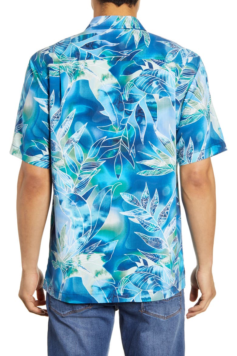 Azul Lagoon Classic Fit Short Sleeve Silk Button-Up Shirt, Alternate, color, POOL PARTY BLUE