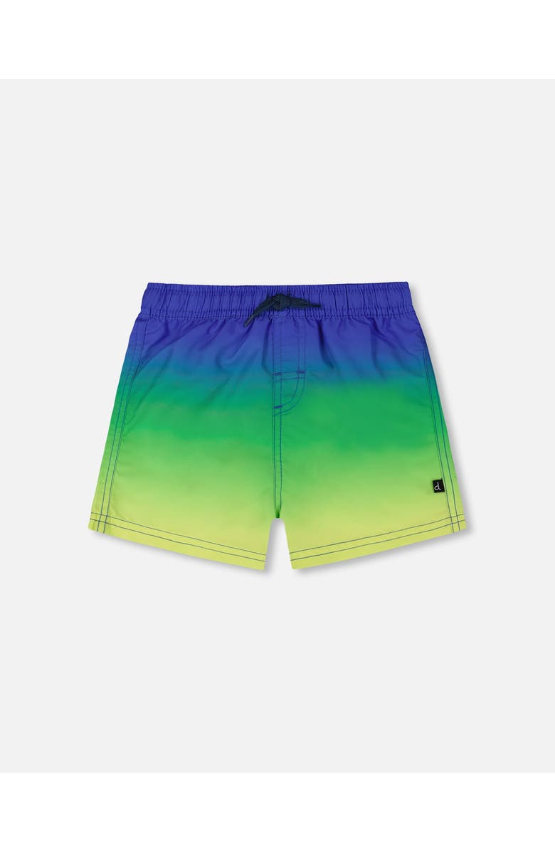 Deux par Deux Baby Boy's Swim Trunks Blue, Green, And Lime Gradient, Main, color,