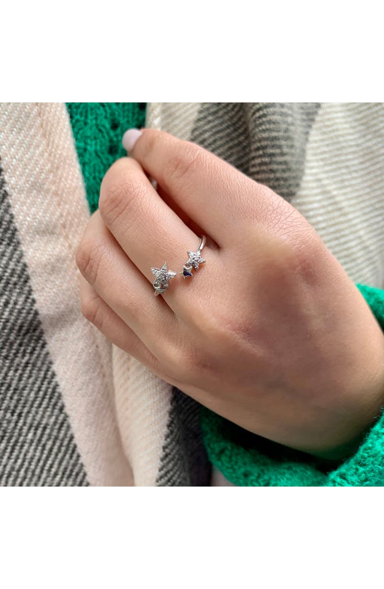 LuvMyJewelry Dazzling Star Couples Sterling Silver Diamond Open Ring, Alternate, color, 