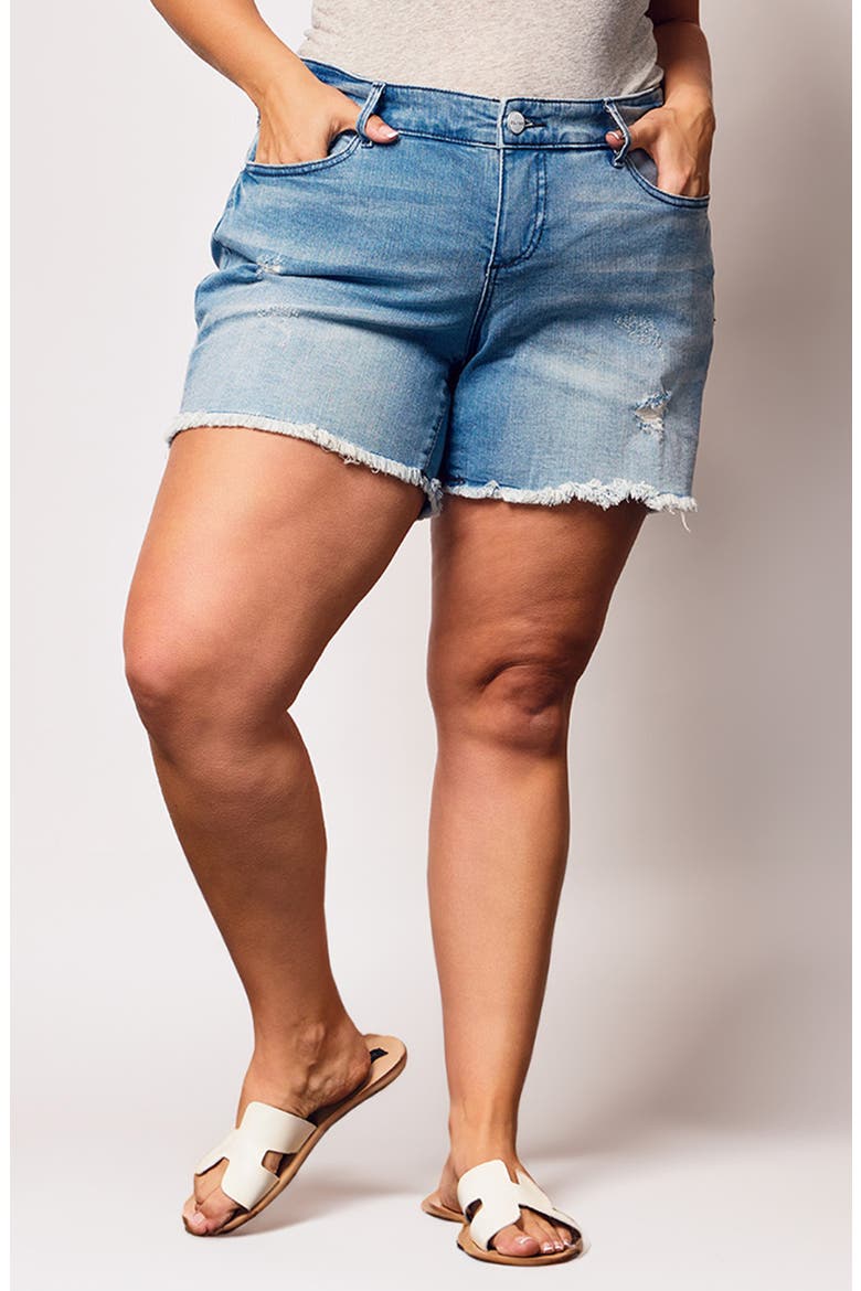 Raw Hem Cutoff Denim Shorts, Main, color, EMILIA