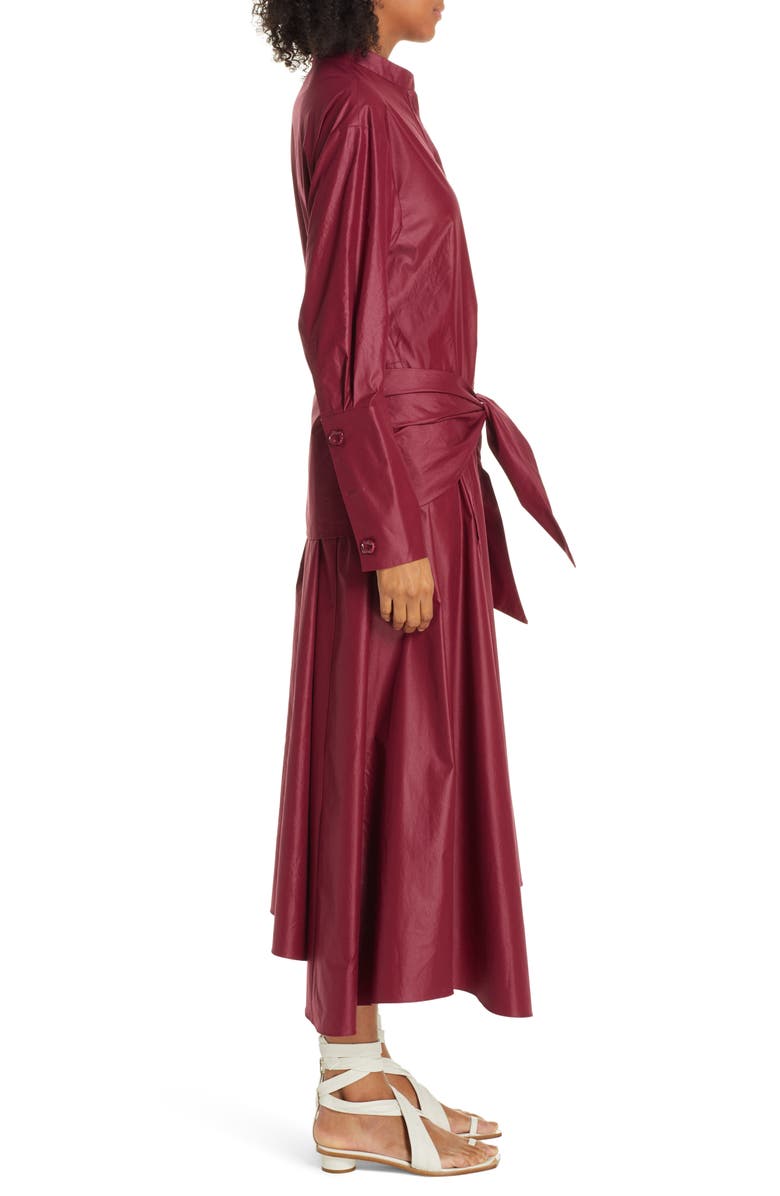 Tibi Glossy Plain Weave Long Sleeve Maxi Shirtdress, Alternate, color, 