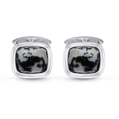 Tree Agate Sterling Silver Men Cufflinks