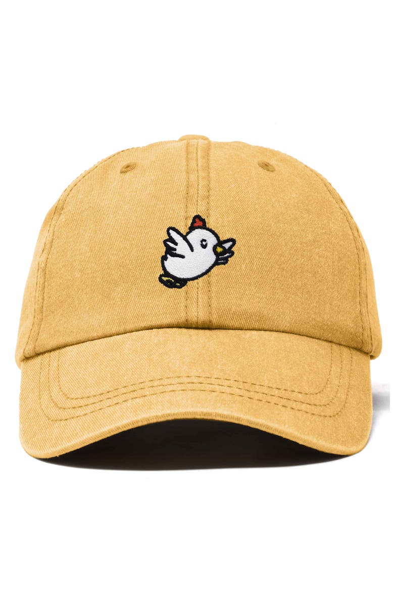 Chicken Embroidered Cotton Cap, Main, color, Washed Gold