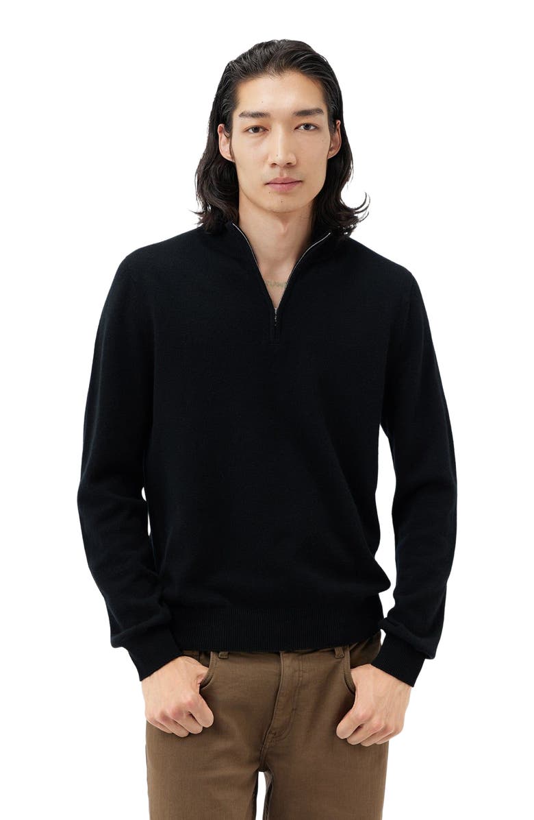 GOBI Mongolian Cashmere Essential Half-Zip Cashmere Sweater, Alternate, color, Black