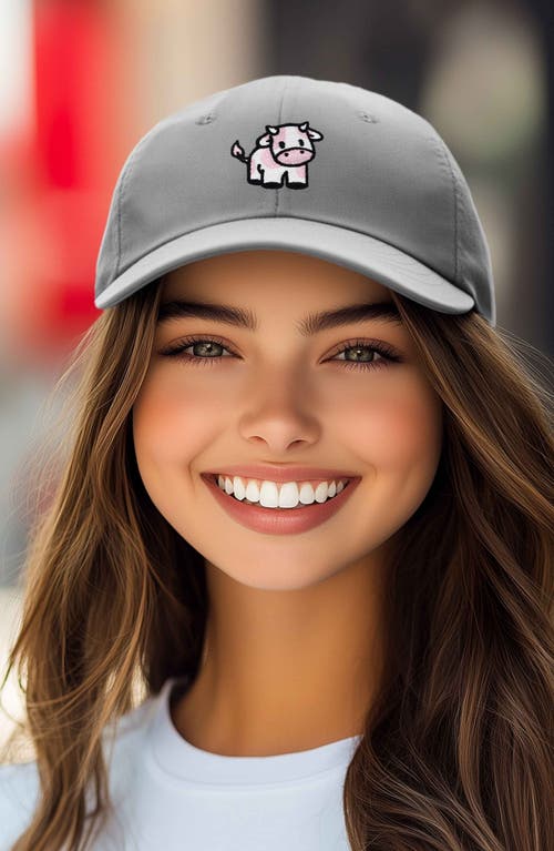 Dalix Strawberry Cow Embroidered Cap In Gray