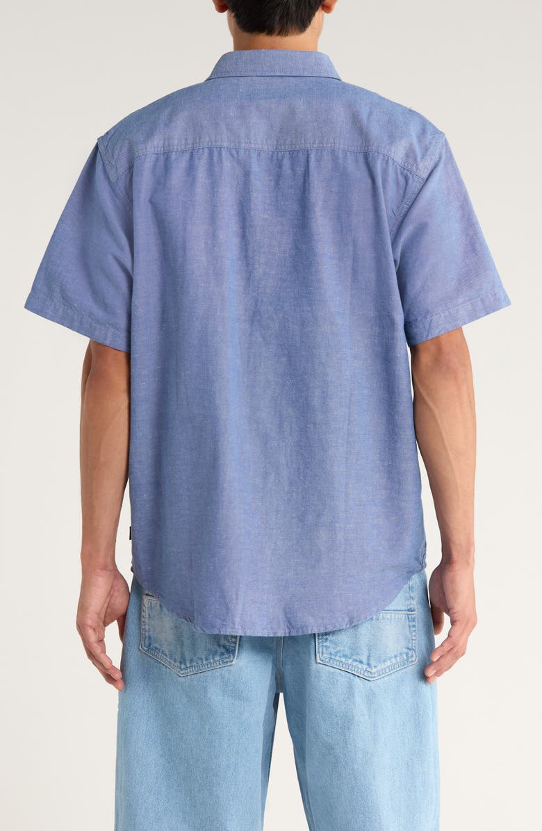 Vans Lawson Short Sleeve Cotton & Linen Button-Up Shirt, Alternate, color, True Navy