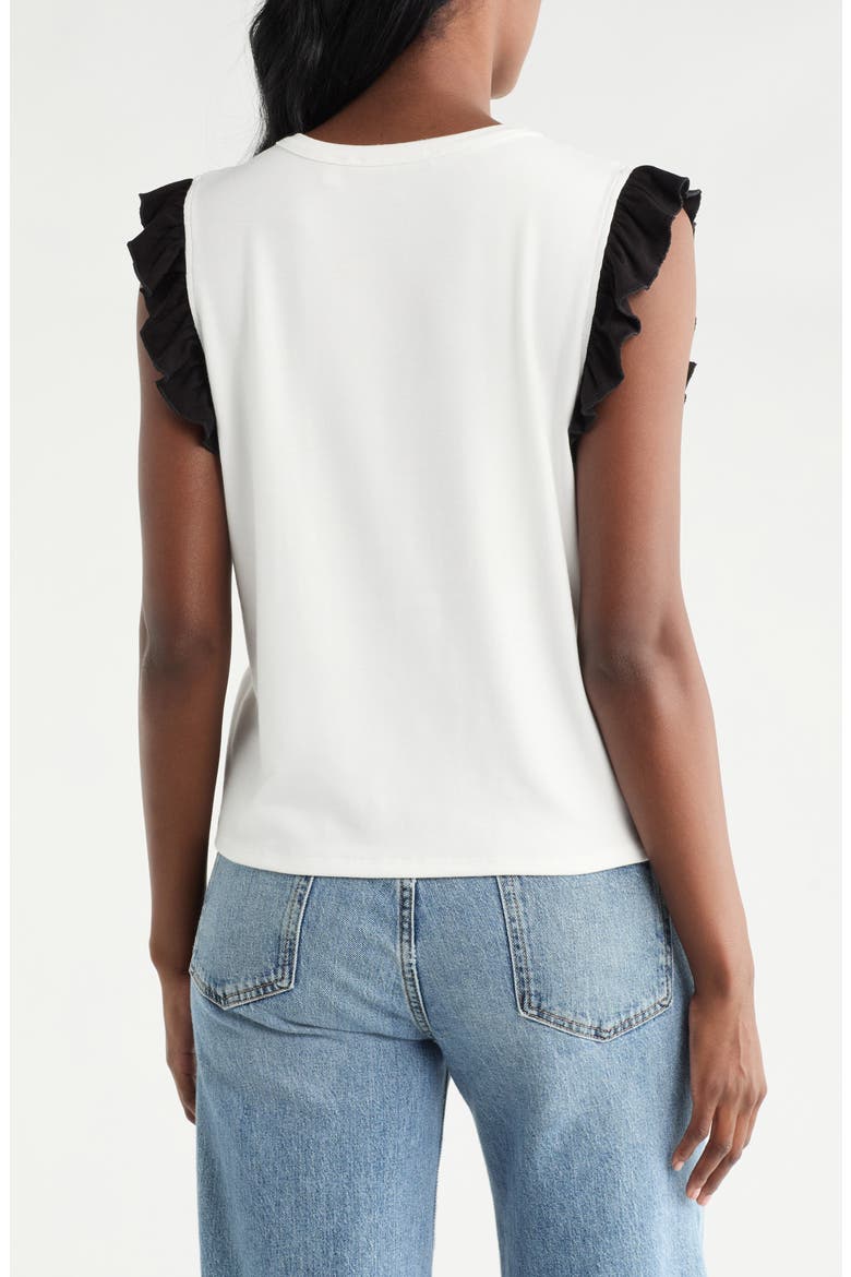Ruffle Sleeveless Top, Alternate, color, BONE/ BLACK