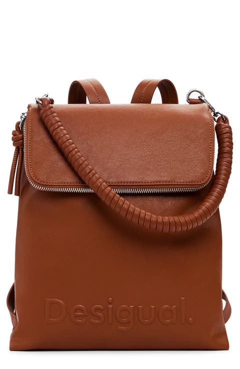 Mini Logo Faux Leather Backpack