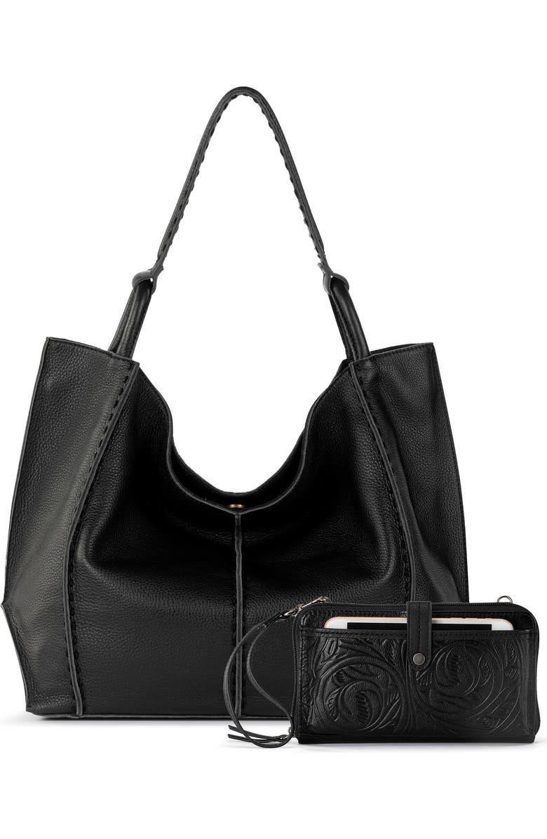 The Sak Los Feliz Large Tote Leather Bag & Iris Smartphone Bundle, Main, color, Black