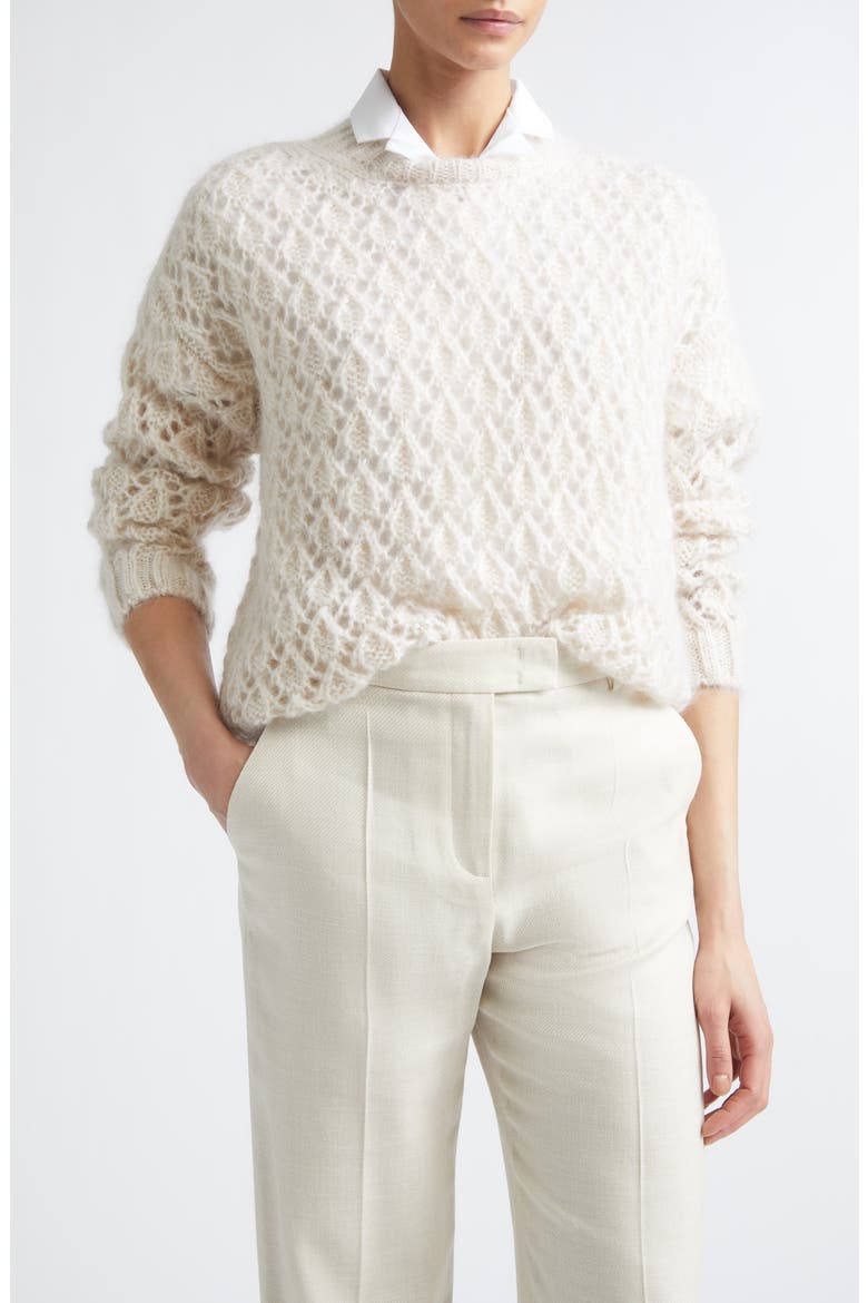 Open Stitch Mohair & Silk Sweater, Main, color, 00 IVORY