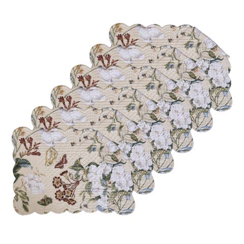Garden Images Reversible Machine Washable Scallop Quilt Placemats Set of 6