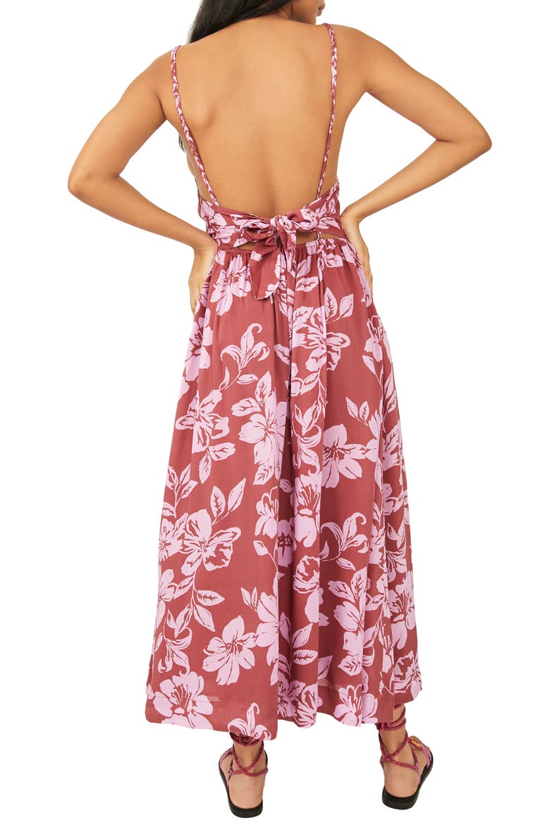 Floral Print Halter Neck Sundress, Alternate, color, WATERMELON COMBO