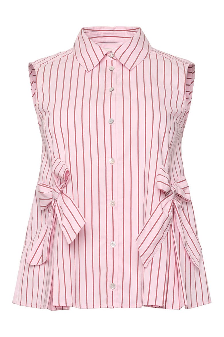 Jillian Stripe Bow Embellished Peplum Top, Alternate, color, COTTON CANDY/ CRIMSON PLUM