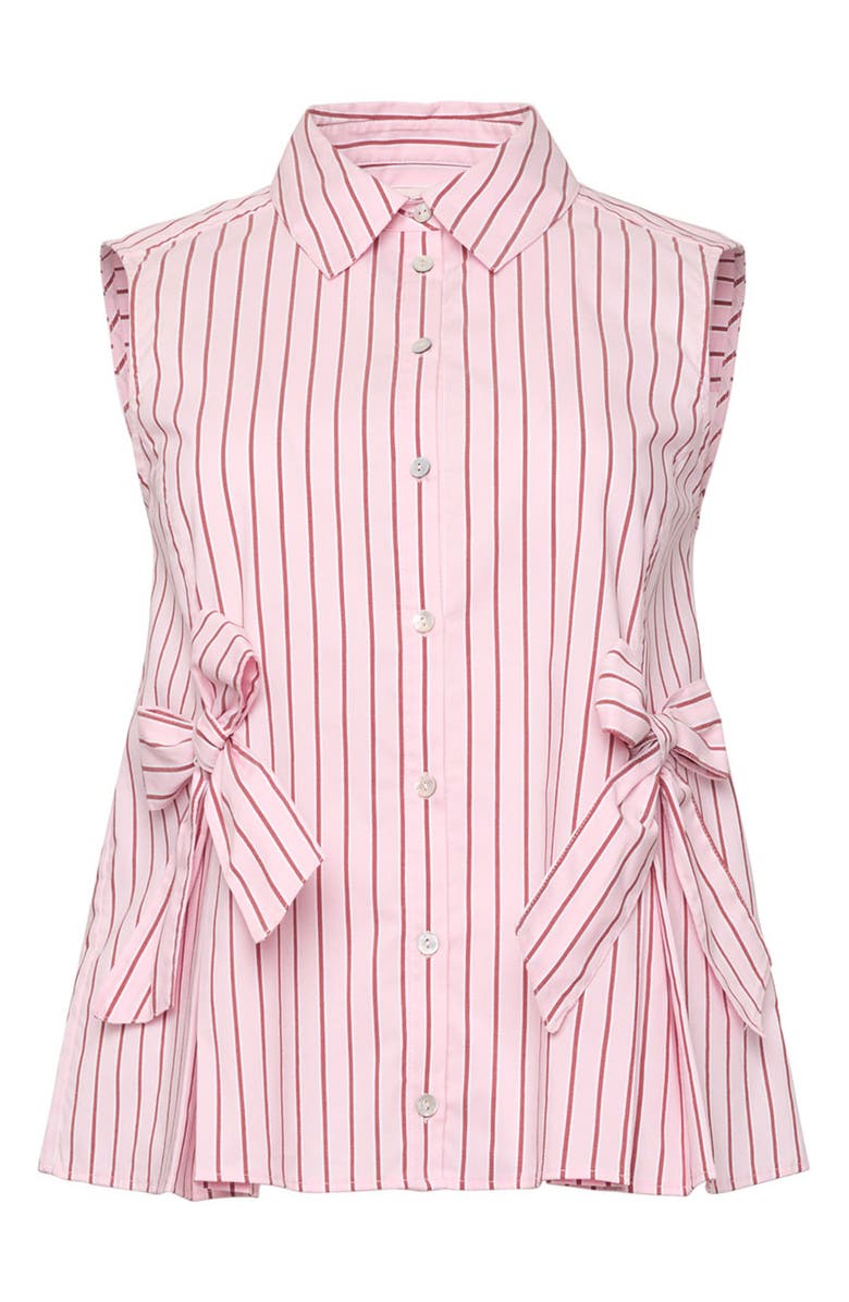 Cinq à Sept Jillian Stripe Bow Embellished Peplum Top, Alternate, color, Cotton Candy/ Crimson Plum