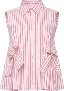 Cinq à Sept Jillian Stripe Bow Embellished Peplum Top
