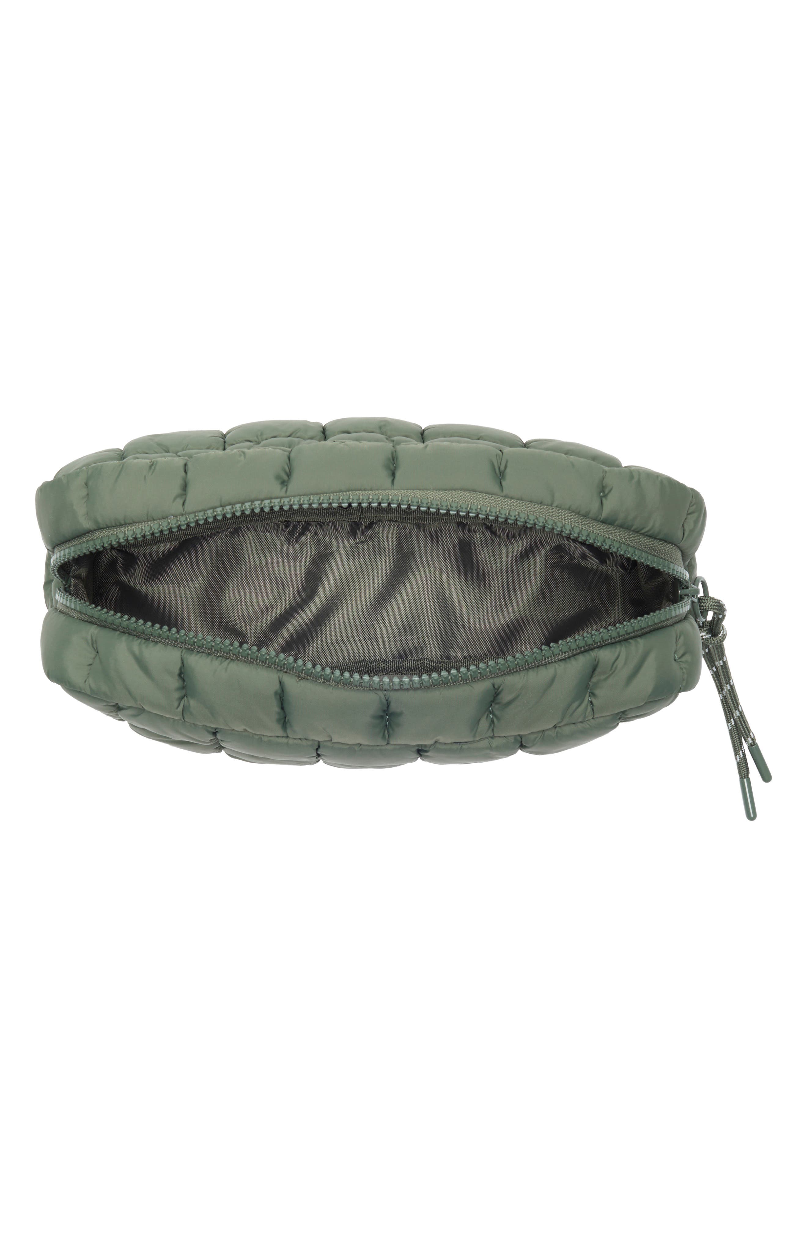 Quilted Nylon Cosmetic Pouch, Alternate, color, OLIVE