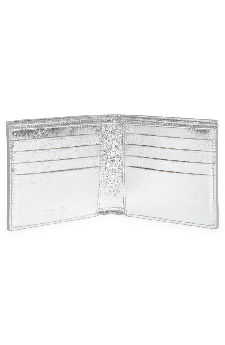 Bottega Veneta Embossed Intrecciato Metallic Leather Bifold Wallet, Alternate, color,
